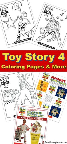 the toy story 4 coloring pages and more are on display in this book, which includes pictures