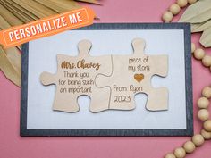 personalized wooden puzzle pieces with names on them