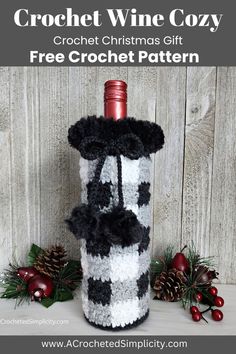 crochet wine bottle cozy pattern for christmas