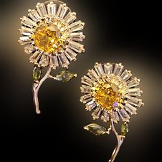 Goldtone Crystal Cz Daisy Earrings. Very Delicate, Stem Dangles. Yellow Crystal Earrings For Party, Yellow Cubic Zirconia Party Earrings, Wedding Earrings Studs, Animal Print Earrings, Boho Hoop Earrings, Wedding Studs, 18k Gold Earrings, Teardrop Dangle Earrings, Diamond Dangle Earrings