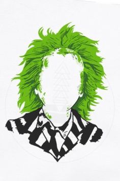 a drawing of a person with green hair