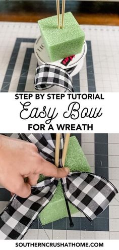 step by step instructions to make easy bows for a wreath