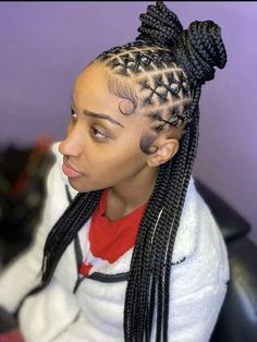 Box Braids With Rubber Bands, Braids With Rubber Bands, Rubber Band Braids, Straight Up Hairstyles, Plait Styles, Hairstyles Box Braids