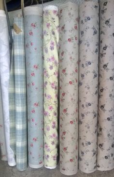 many different types of fabric are lined up together