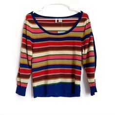 Nwt Anthropologie Moth Stripe Knit Sweater Rainbow Wool Cashmere Size: S Condition: New Round Neck Multicolor Rainbow Stripe Gathered Sleeve Cashmere Wool Blend Pit To Pit: 16” Pet And Smoke Free Home Quick Shipper Multicolor Fine Knit Sweater For Winter, Multicolor Fine Knit Casual Sweater, Casual Multicolor Fine Knit Sweater, Twofer Sweater, Stripe Knit Sweater, Ruffle Sleeve Sweater, Cream Knit Sweater, Metallic Sweater, Lace Sweater