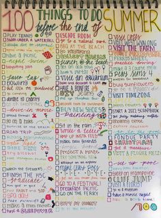 100 Things to Do in Summer Summer List Ideas, Bucket List Activity, Summer Bucket List Activity, Summer Bucket List For Teens, Things To Do In Summer, Ultimate Summer Bucket List, Teen Sleepover, Summer Checklist, Bucket List For Teens