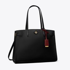 Tory Burch Black Designer Bags, Ella Tote, Tory Burch Bag Totes, Flap Backpack, Tory Burch Robinson, Monogram Tote Bags, Designer Tote Bags, Womens Designer Handbags, Tory Burch Handbags