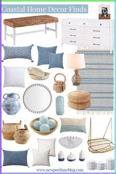 coastal home decor finds in blue and white