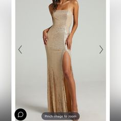 “Magic Hour” Gold Sequin Gown. Size 8 (L). Bought From Showpo, Brand Is Maniju. Size 8 Length: 147cm / 58in Never Worn Or Altered! Light Gold Dress, Cowboy Prom, Champagne Formal Dress, Gold Dress Outfits, Gold Dresses Long, Bridesmaid Outfits, Gold Formal Dress, Gold Party Dress, Gold Maxi Dress