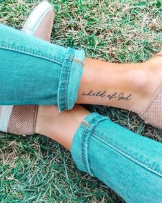 a woman's foot with the word love on her left side and an inscription written in cursive writing