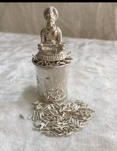 Kubera Kuncham Silver, Silver Pooja Items Indian, Small Earrings Gold