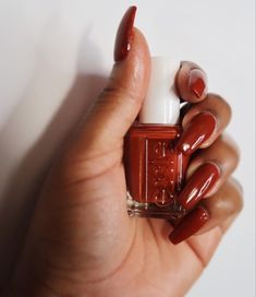 Dark Orange Nails Acrylic, Dark Orange Nails Fall, Nail Polish On Dark Skin, Polish On Dark Skin, Dark Orange Nails, Target Nails, Sweet Nails, Lipstick For Dark Skin, Orange Nail Polish