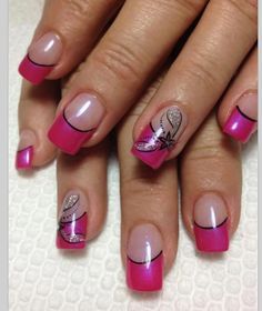 50 Amazing Nail Art Designs For Beginners With Styling Tips Pedicure Design, Pink Tip Nails, French Pedicure, Nagellack Trends, Simple Nail Art Designs, Pink Acrylic Nails, Gel Nail Designs