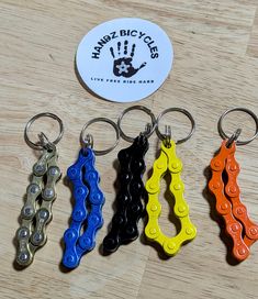 Bicycle Chain Keychain Made from  upcycled colored chain. Multiple color options. The perfect gift for a bicycle enthusiast. Bicycle Parts Art, Skin Branding, Chain Keychain, Bicycle Chain, Upcycled Jewelry, Bicycle Parts, Multiple Color, Cool Ideas, Bmx