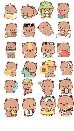 the bear stickers are all different sizes and colors