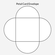 the petal card envelope is shown in black and white, with an oval shape