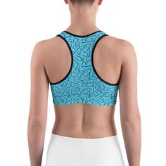 The Black Line range is the latest new design from the Gearbunch Team. The Gearbunch Aqua Black Line Sports Bra is bright aqua blue with striking black abstract lines  This gorgeous sports bra is made from moisture-wicking material that stays dry during low and medium intensity workouts. The bra has support material in the shoulder straps, double layer front, and a wide elastic band to ensure constant support. Be Happy, Be Bright, Be You with Gearbunch. Fitted Go-dry Sports Bra For Sports Events, Turquoise Stretch Activewear For Sports, Turquoise Athleisure Activewear For Workout, Turquoise Sporty Activewear For Sports, Turquoise Sporty Activewear, Fitted Blue Sweat-resistant Sports Bra, Blue Activewear With Built-in Bra For Training, Blue Athleisure Sports Bra With Built-in Bra, Compressive Blue Activewear With Built-in Bra