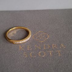 Authentic Kendra Scott Ensley Ring. 14k Gold Vermeil And Diamonds. Size 6 Only Worn A Few Times And In Excellent Condition. Perfect Everyday Ring. Wear Alone Or Stacked With Other Rings. Delicate And Dainty, Feminine And Pretty. Please Note That The Ring Will Be Packaged In An Unmarked Jewelry Pouch... It Does Not Come With The Kendra Scott Pouch. It Was Included Just For Pictures. Rings Delicate, Jewelry Kendra Scott, Pretty Please, Everyday Ring, Everyday Rings, Ring Color, Kendra Scott Jewelry, Jewelry Pouch, Kendra Scott