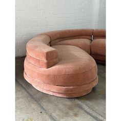 W112 D90 H27 SW132 SD32 SH18 Left Section W66 D48 H26 Center section W65 D37 H26 Right section W65 D48 H26 CAPAS sectional made to order in a variety of fabrics. Floor model has sold, but was upholstered in a smooth chenille fabric in a dusty salmon color. Item is completely free standing and does not have connectors or attachments. Item features uniquely stacked tiers and thick foam for great comfort. Price is for all three sections. Price is for a custom build as the floor model has sold. Mid Century Vintage Furniture, Vintage Mid Century Furniture, Curved Sectional, Custom Sectional Sofa, Large Sectional, Custom Sectional, Upholstery Cushions, Modular Sectional Sofa, Custom Sofa