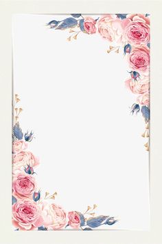 a white frame with pink roses on it