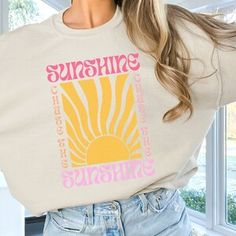 Chase the Sunshine Women's Crew Neck Sun Chaser Sweatshirt - Etsy Spring Beach Long Sleeve Sweatshirt, Spring Long Sleeve Sweatshirt For Beach, Spring Vacation Sweatshirt, Long Sleeve Sweatshirt For Summer Vacation, Trendy Summer Leisure Sweatshirt, Summer Graphic Print Sweatshirt With Relaxed Fit, Summer Graphic Print Relaxed Fit Sweatshirt, Summer Long Sleeve Leisure Sweatshirt, Long Sleeve Summer Leisure Sweatshirt