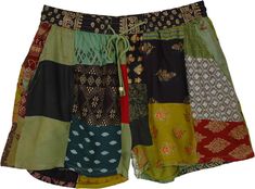 Start summer the right way with these comfy and cute girls shorts.  The rayon shorts have a beautiful assortment of multi-pattern patchwork, that come together for a great look. #tlb #JuniorPetite #beachwrap #Indian #Handmade #Cotton Shor #HippieShorts #BeachShorts #PatchworkShorts Green Patchwork Bottoms For Summer, Summer Green Patchwork Bottoms, Bohemian Green Short Bottoms, Multicolor Hippie Shorts For Vacation, Bohemian Patchwork Shorts, Hippie Style Patchwork Shorts, Green Bohemian Cotton Shorts, Multicolor Floral Patchwork Summer Bottoms, Multicolor Patchwork Cotton Shorts