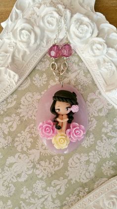 fairy necklace por lapetitedeco en Etsy Polymer Project, Fimo Jewelry, Kids Earrings, Clay Necklace