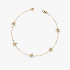 Stella Baby, you’re a star! This gold bracelet features multiple star charms on a solid gold bracelet. It would make a great celestial gift for a friend! Available in Yellow Gold, White Gold, and Rose Gold - Handmade- Solid Gold- Measurement of Each Star: 5 mm - Space Between Stars: 15 mm ( .60 inches) All pieces come beautifully boxed in suede pouches you can always use (which really comes in handy when traveling!) Star Bracelets, Celestial Gifts, Station Bracelet, Solid Gold Bracelet, Dream List, Handmade Fine Jewelry, Gold Bracelets, Diamond Chain, Star Bracelet