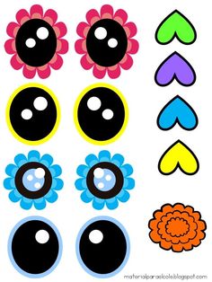 an assortment of different colored flower shapes