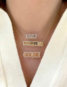 Extra Small Bubble Name with Pave Outline Necklace – Stephanie Gottlieb Customizable Luxury Name Necklace, Bubble Necklace, Bubble Necklace Outfit, Bubble Letter Necklace, Bubble Letter Initial Necklace, Bubble Letter Necklace Gold, Gold Initial Ring, Heart Anklet, Bubble Necklaces