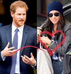 prince harry and the duke of cambridge are pictured in two separate pictures, one is holding a heart - shaped object