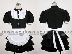 black and white dress with ruffles on the bottom, collared neckline