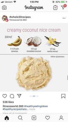 an instagram page with different types of creams and other food items on it