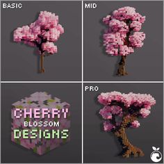 Minecraft custom cherry blossom tree designs Cherry Tree Minecraft, Cherry Blossom Tree Minecraft, Minecraft Cherry Blossom Tree, Minecraft Cherry Blossom, Minecraft Japanese House, Minecraft Tree, Minecraft Garden, Minecraft Decoration, Rumah Minecraft Sederhana