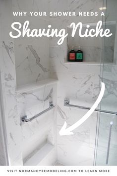 create a shaving niche in the shower Deep Shower Niche, Shower Niche Ideas For Shaving, Shower With Shaving Ledge, Where To Put Shower Niche, Low Shower Niche, Shower Niche For Shaving, Marble Shower With Niche, Shower Shaving Niche, Shaving Niche Foot Rest