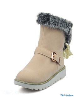 OrcaJump - Bottes de Neige Femmes Bottines Bout Rond Plate Semelle Minimaliste Cuir Nubuck Automne Hiver Sol Fall Flats, Winter Heels, Boots Style, Boots Fall, Rubber Heels, Fashion Boots, Heel Height, Fall Winter, Shoe Bag