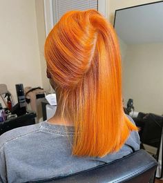 Orange Straight Hair Black Women, Bright Ginger Hair Black Women, Orange Natural Hair Black Women, Honey Blonde Hair On Black Women Natural Silk Press, Color Hair On Black Women, Ginger Dyed Hair Black Women, Hair Dye Ideas For Black Women, Ginger Silk Press, Dyed Natural Hair For Black Women