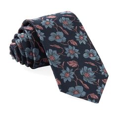 Navy Power Floral Tie | Men's Ties | The Tie Bar Men’s Ties, Mens Floral Tie, Black Tie Dress Code, Herringbone Shirt, Suspenders Wedding, Traditional Jacket, Collar Bar, Floral Necktie, Men's Ties