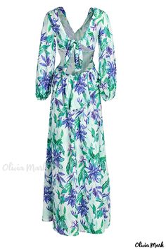 Olivia Mark - Vibrant Red Floral Print V-Neck Midi Dress for Women Green Maxi Skirt, Half Sleeve Jumpsuit, Cake Skirt, Solid Color Jumpsuits, Vintage Summer Dresses, Maxi Skirt Dress, Womens Maxi Skirts, Green Maxi, V Neck Midi Dress