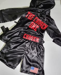 Do you have a little fighter at home? This Personalized Boxing set with shorts, robe and wearable baby gloves is perfect for a 1st birthday photoshoot or even an idea for kids photoshoot. We offer them in any color, size and personalization. Come check our 40% off Cyber Week sale. High Fashion Outfits