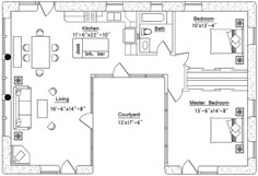 the floor plan for a two bedroom apartment with an attached kitchen and living room area