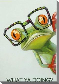 an image of a frog with glasses on it's face