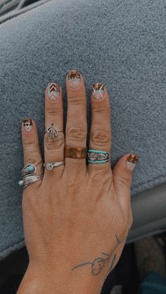 Nail Simple Art, Western Nails Fall, Western Style Nails, Fall Western Nails, Country Girl Nails, Western Nail Art, Nails Western