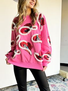 Be the queen of Christmas at any holiday party with our Hot Pink Christmas Cowboy Hat Sweatshirt! The unique design combines festive cheer with a touch of western flair, making it perfect for any occasion. Stay comfy and stylish all season long with this must-have sweatshirt. Sequin Christmas cowboy hats long sleeve Hot Pink sweatshirt Runs true to size, relaxed fit Queen of Sparkles Perfect for Christmas time! Great for holiday parties! Christmas Cowboy Hat, Hot Pink Christmas, Hot Pink Sweatshirt, Christmas Cowboy, Queen Of Sparkles, Peach Love, Vintage Havana, Dress Jewelry, Pink Sweatshirt