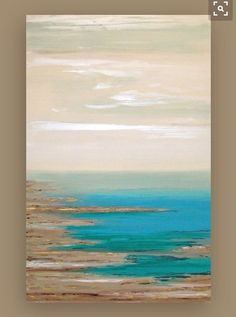 an abstract painting with blue, beige and white colors on the ocean wall art print