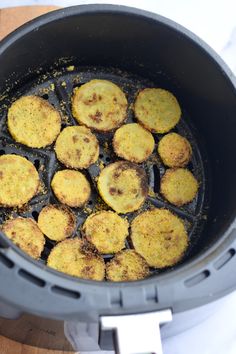 some food is cooking in an air fryer