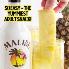 Pineapple And Malibu, Malibu Soaked Pineapple, Pineapple Soaked In Malibu Rum, Pineapple Spears In Malibu, Boozy Pineapple Spears, Pineapple Infused Rum, Rum Soaked Pineapple, Malibu Rum Drinks Recipes Pineapple, Liquor Soaked Fruit