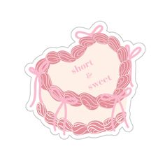 Meet the "Short n Sweet" Sticker, inspired by the amazing Sabrina Carpenter - designed to sprinkle a touch of charm and sweetness wherever it goes. With its irresistible allure, it's perfect for embellishing your water bottles, journals, laptops, and anything else you desire to infuse with a dose of girly flair. So go ahead, indulge your love for all things adorable and let the "Short n Sweet" sticker be your delightful companion in expressing your unique style and personality! - Size: 2" x 2" F Cute Reading Stickers, Colorful Printable Stickers, Cute Cake Sticker, Girlie Stickers, Cool Sticker Ideas, Coquette Stickers, Sweet Sticker, Cake Sticker