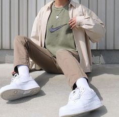 White Air Force 1 Outfit Men, Air Force 1 Outfit Ideas, Air Force 1 Outfits, Nike Air Force 1 Outfit Men, Outfits Layering, Forces Outfit, Summer Minimal, Spring Streetwear