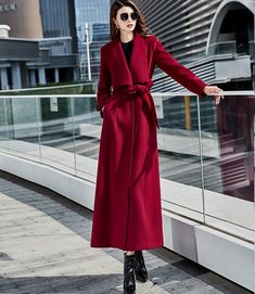 "FEATURES 50% wool, 50% fiber nylon polyester Full lining with polyester Long sleeve Two side pockets Button Closure A Line coat Above Ankle length For Winter, Autumn Dry clean More colors select from photo L1 https://etsy.me/3cVGsZO ★★ The model's height approx 170 cm (5′ 7″) with the 84 cm (33\") bust, 66 cm (26\") waist. She is wearing a coat in size XS in color wine. ★★ Custom order selection, Will charge 20USD-70USD custom fees Request other color Request Chang the Length Request Chang the Red Wool Coat For Winter Workwear, Red Long-sleeved Wool Coat For Winter, Burgundy Single-breasted Winter Outerwear, Burgundy Long Coat For Fall, Red Wool Winter Coat, Burgundy Wool Winter Outerwear, Red Long Wool Coat For Winter, Burgundy Long Coat For Winter, Red Single Breasted Wool Coat For Winter